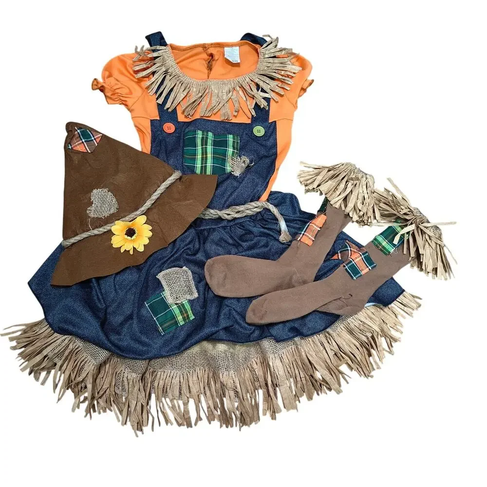 Fun World Scarecrow Multi-Color Halloween Costume Set Big Girls Female Child XL